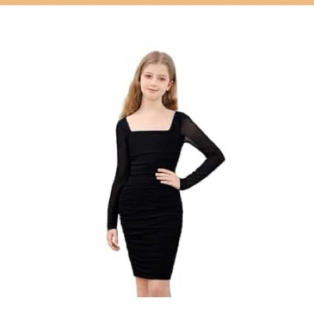 Elegant Black Long Sleeve Kids Dress